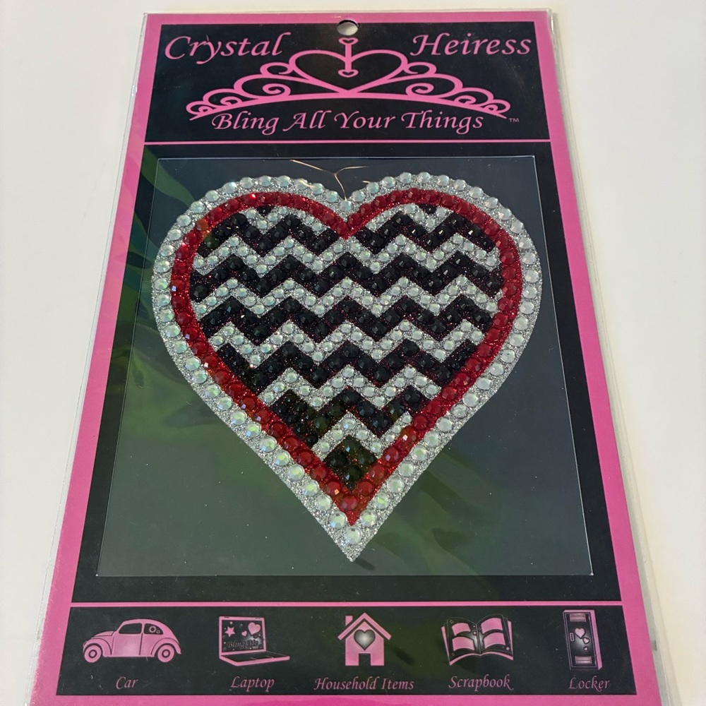 Crystal Heiress BLING HEART Sticker Decal car laptop locker etc NEW NWT
